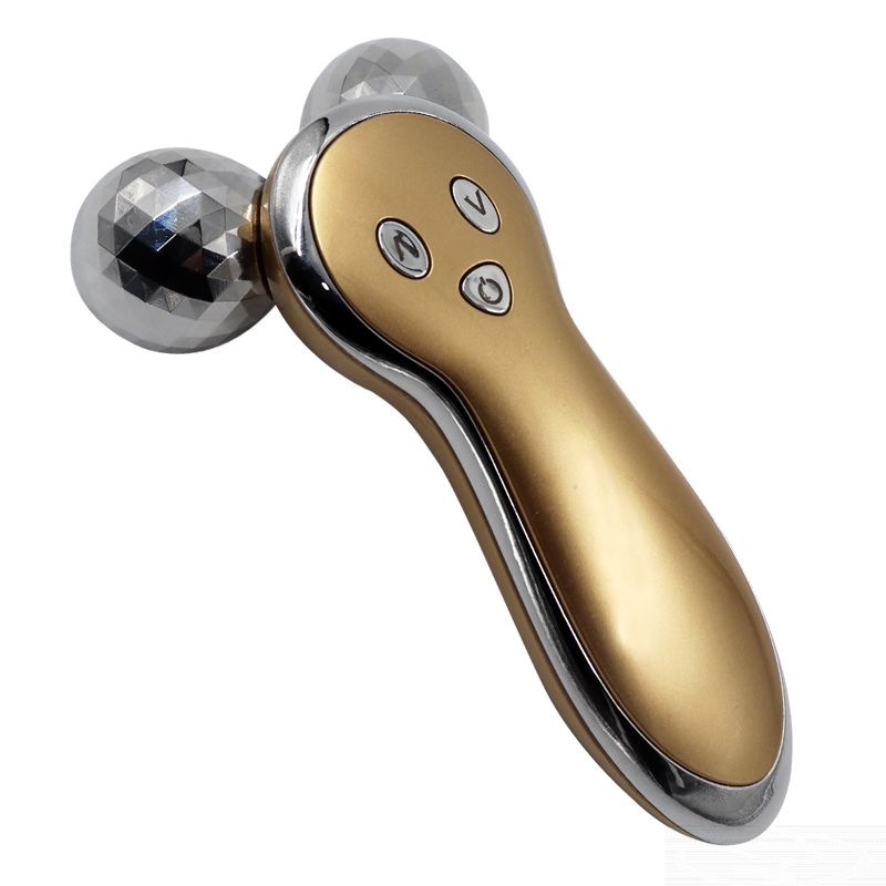 Image of Multi-function Vibration 360 Degree Rotate Microcurrent Roller Facial Massager, Gold