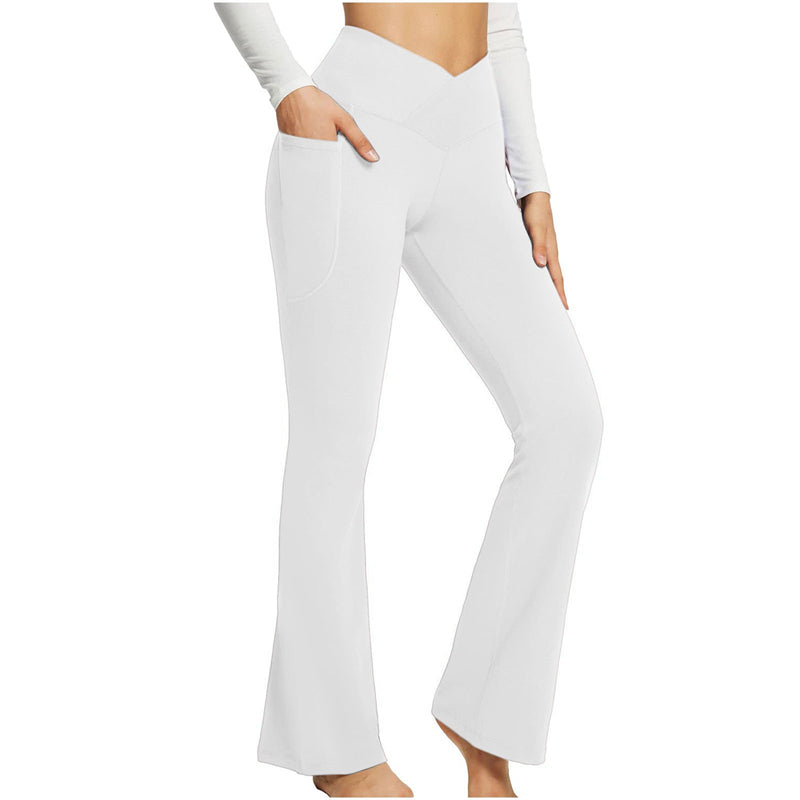 Image of Women's Long Yoga Pants High Waisted Flare Leggings Jazz Dress Pants, White / L