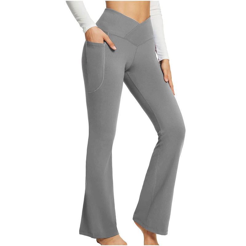 Image of Women's Long Yoga Pants High Waisted Flare Leggings Jazz Dress Pants, Gray / XL