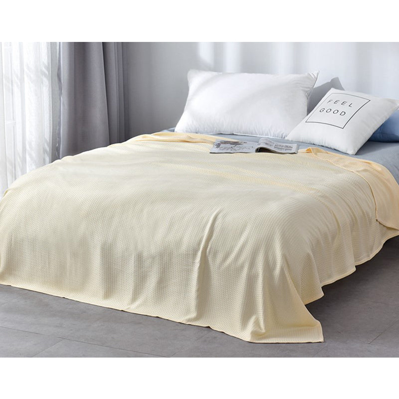 Image of Bamboo Fiber Blanket Summer Thin Towel Blanket Cool Quilt, Light Yellow / 90*100