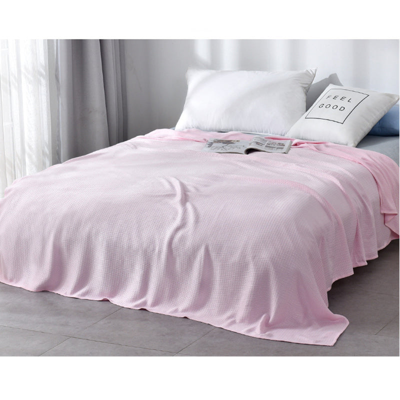 Image of Bamboo Fiber Blanket Summer Thin Towel Blanket Cool Quilt, Light Pink / 90*100