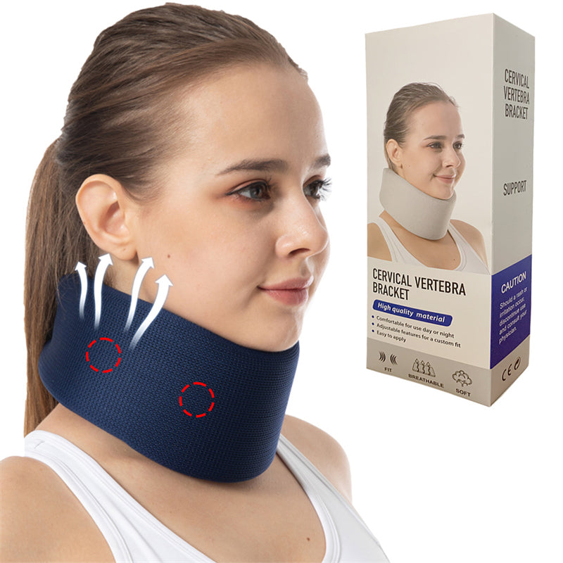 Image of Neck Brace Foam Cervical Collar Soft Adjustable Neck Support Brace, Blue / L