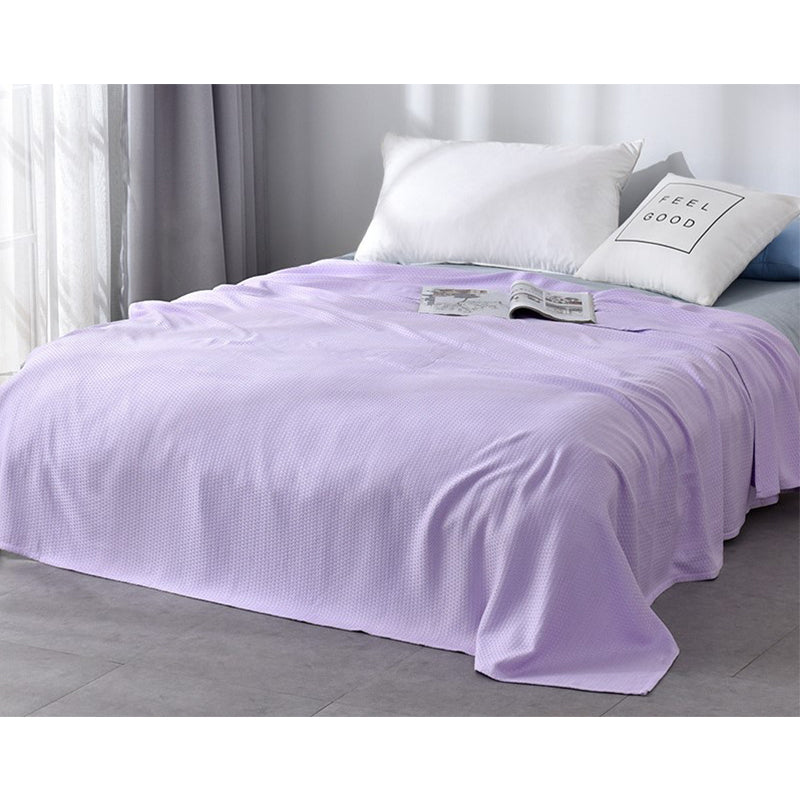 Image of Bamboo Fiber Blanket Summer Thin Towel Blanket Cool Quilt, Light Purple / 150*200