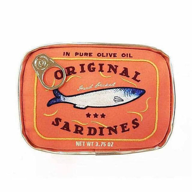 Image of Novelty Retro Canned Sardines Style Portable Cosmetic Bag, Orange
