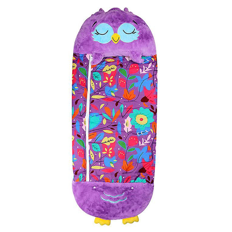 Image of Cartoon Animal Sleeping Bag with Pillow for Kids Boys Girls Sleepovers Camping, Owl / 160*60cm