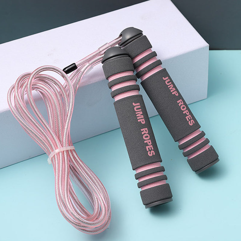 Image of Adjustable Versatile Jump Rope for Cardio Fitness Indoor Exercise Equipment, Steel Wire / Pink