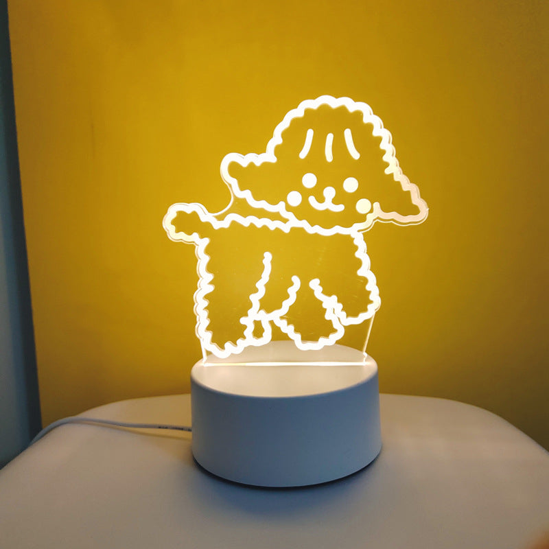 Image of Creative Cute Cartoon USB 3D Night Light for Home Decoration, Poodle