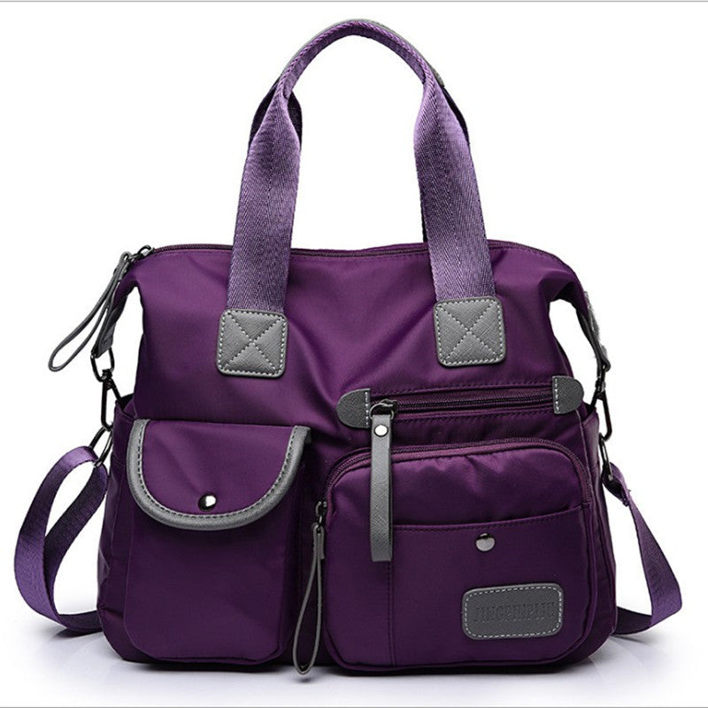 Image of Nylon Fashion Multi Pocket Mummy Diaper One-shoulder Bag, Purple