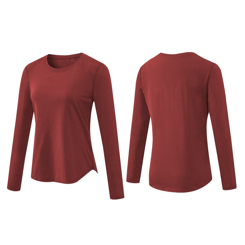 Image of Womens Yoga Sports Long Sleeve Loose Quick-drying Shirts, Red / S