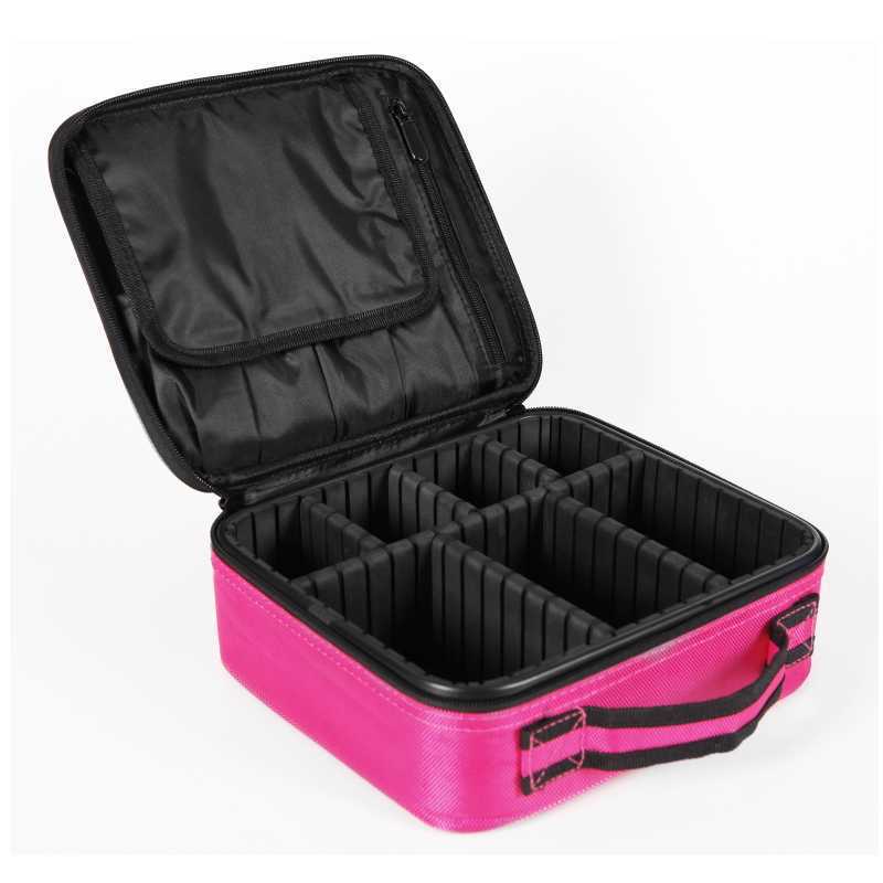 Image of Waterproof Detachable Travel Cosmetic Storage Box With Compartments, Rose Red