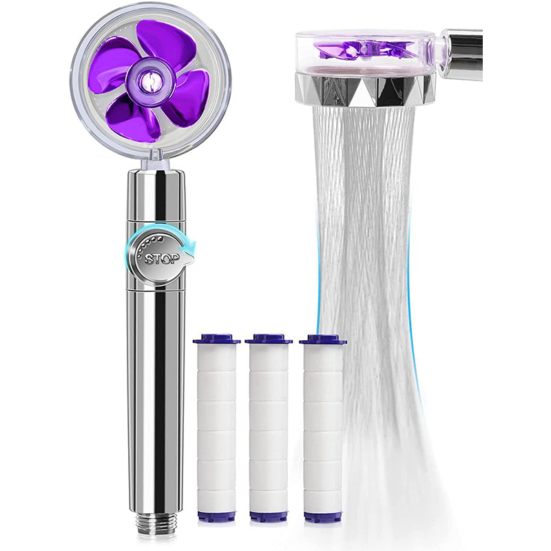 Image of Handheld Propeller Turbo Fan Hydro Jet Spinning Shower Head High Pressure, Purple