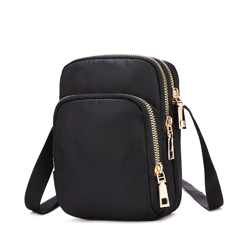 Image of Womens Mini Waterproof Nylon Shoulder Crossbody Zipper Bag, Black