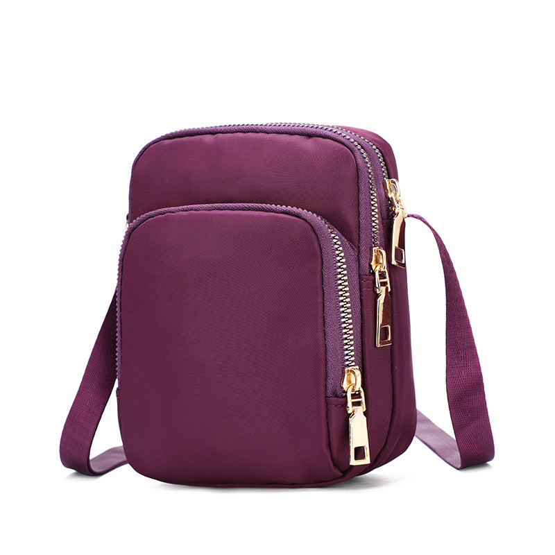 Image of Womens Mini Waterproof Nylon Shoulder Crossbody Zipper Bag, Purple