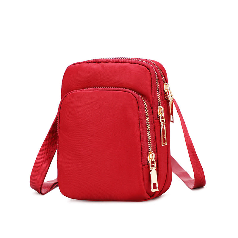 Image of Womens Mini Waterproof Nylon Shoulder Crossbody Zipper Bag, Red