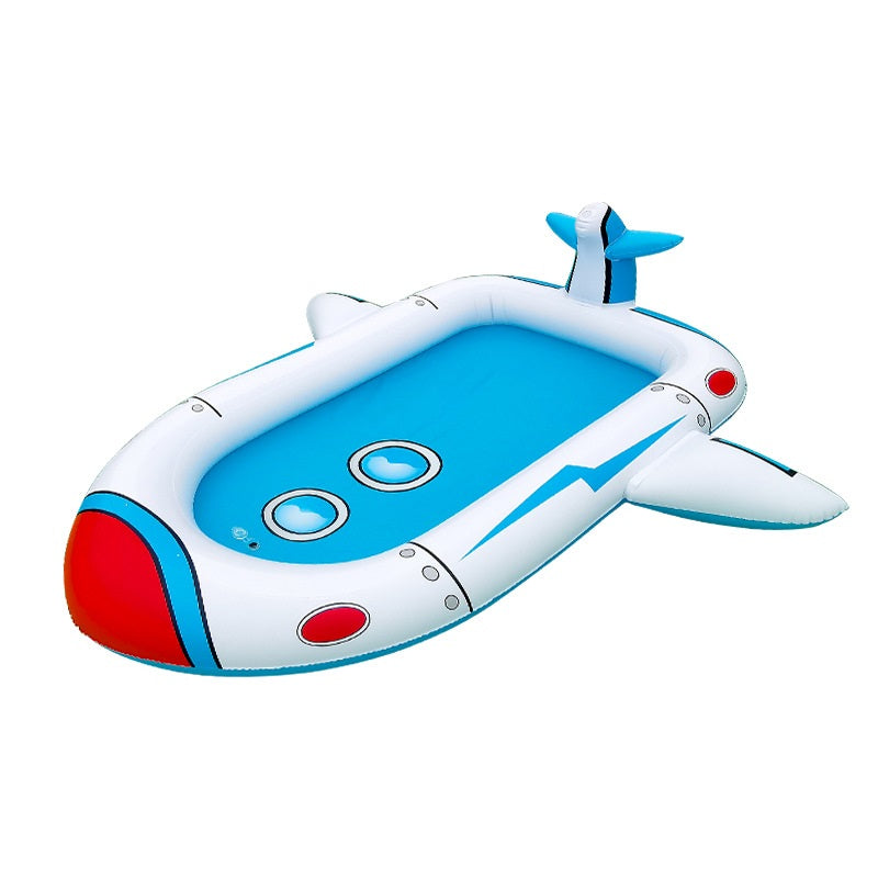 

Kids 3 in 1 Airplane Spaceship Sprinkler Pool Outdoor Inflatable Fire Truck Splash Play Mat Wading Pools Water Toys - Spaceship