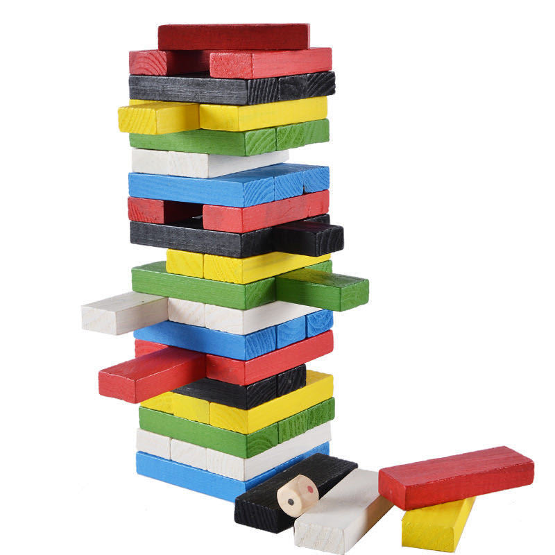 Image of 48/54pcs Wooden Building Blocks Kids Stacking Game Educational Toys Set, Multicolor / Small 48 PCS