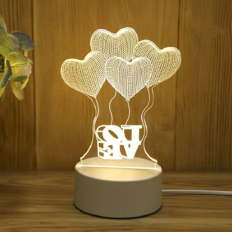 Image of 3D Illusion Acrylic LED Night Light Bedroom Decoration, Type 3