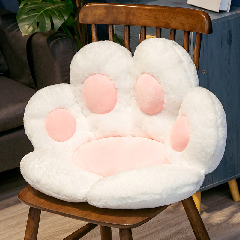 Image of Lazy Sofa Plush Chair Cushion Cute Cat Paw Cozy Warm Seat Pillow, L / White
