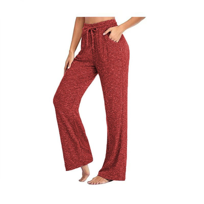 Image of Womens Loose Casual Wide Leg Pants With Pockets, Red / L