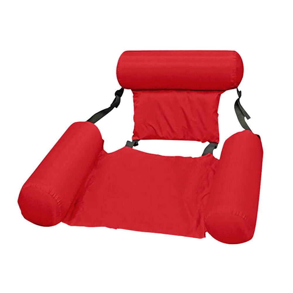 Image of Pool Swimming Foldable Inflatable Water Bed Floating Chair, Red