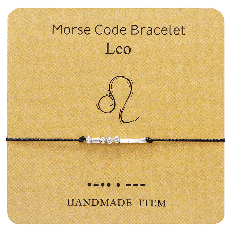 Image of 12 Constellation Morse Code Fashion Astrology Couples Bracelet, Leo