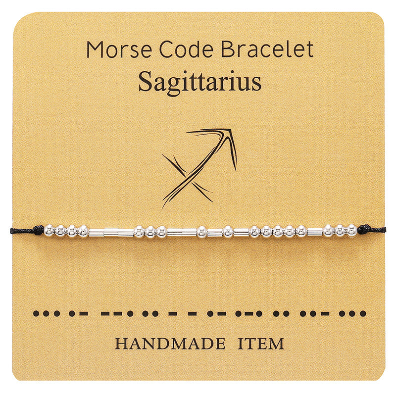 Image of 12 Constellation Morse Code Fashion Astrology Couples Bracelet, Sagittarius