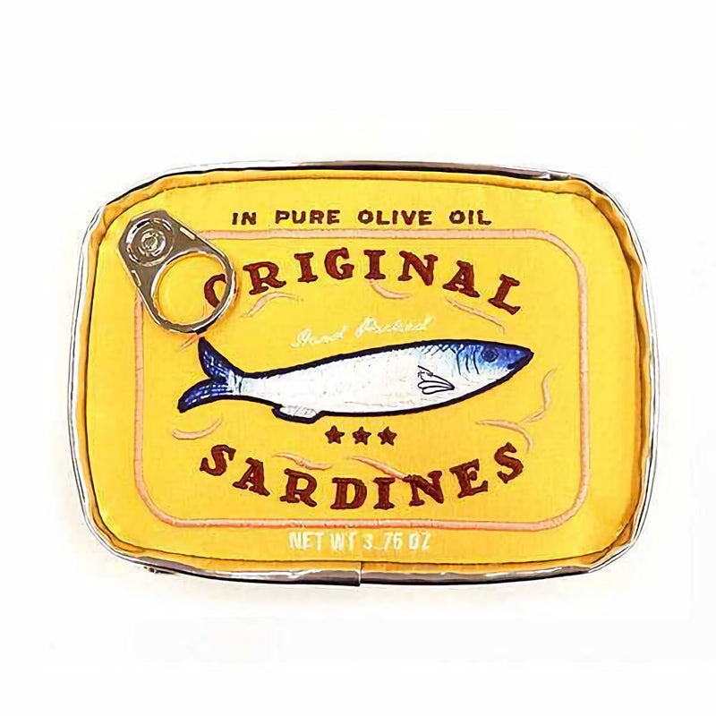 Image of Novelty Retro Canned Sardines Style Portable Cosmetic Bag, Yellow