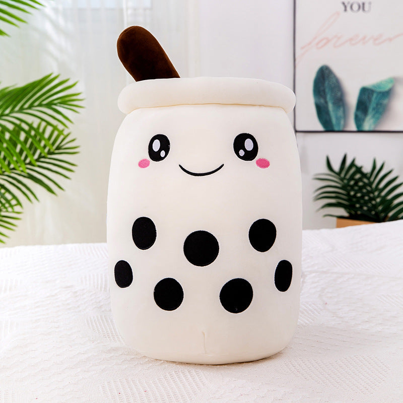 Image of Bubble Tea Boba Pearl Milk Tea Plush Hug Pillow Toy, 50cm / White Round Eyes