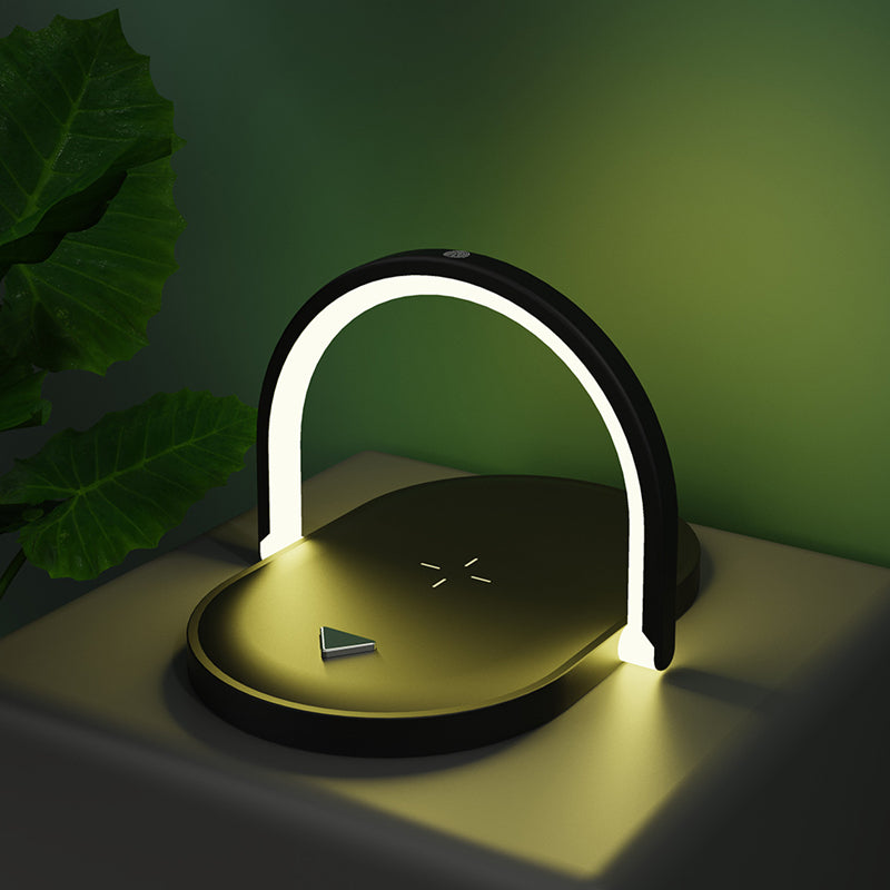 Image of 15W Qi Wireless Charger LED Desk Lamp With Phone Holder, Black