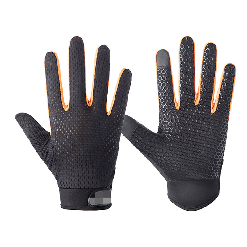 Image of Breathable Mesh Glove Sports Outdoor Anti Slip Gloves, Black+Orange / L