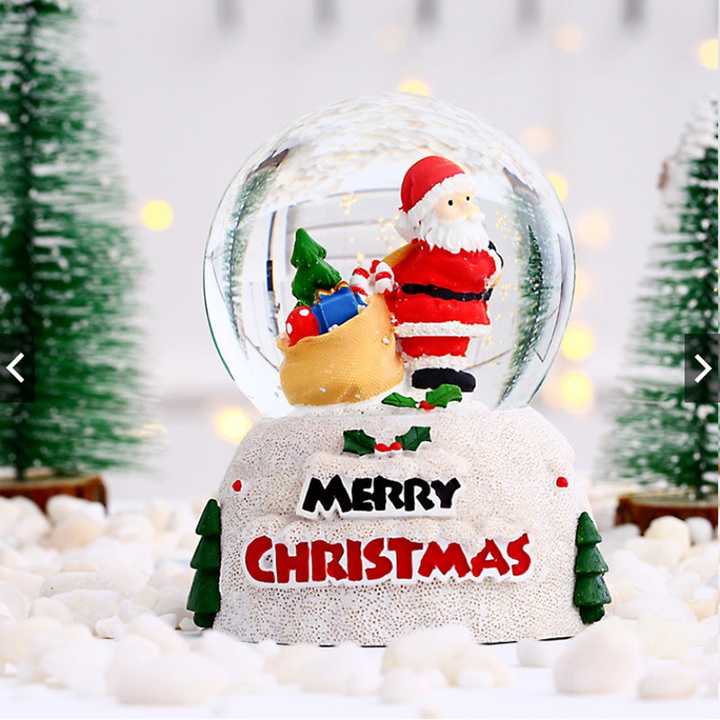 Image of Christmas Snowman Santa Claus Glowing Crystal Ball Desktop Decoration, Santa Claus