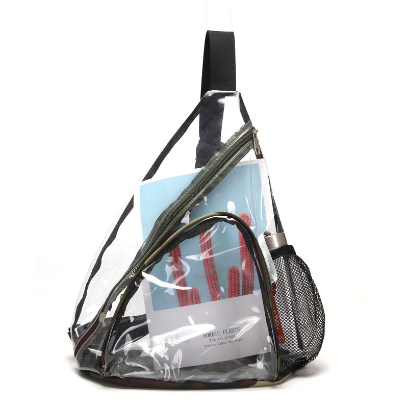 Image of Men Women Waterproof Lightweight Transparent PVC Shoulder Bag, Camouflage
