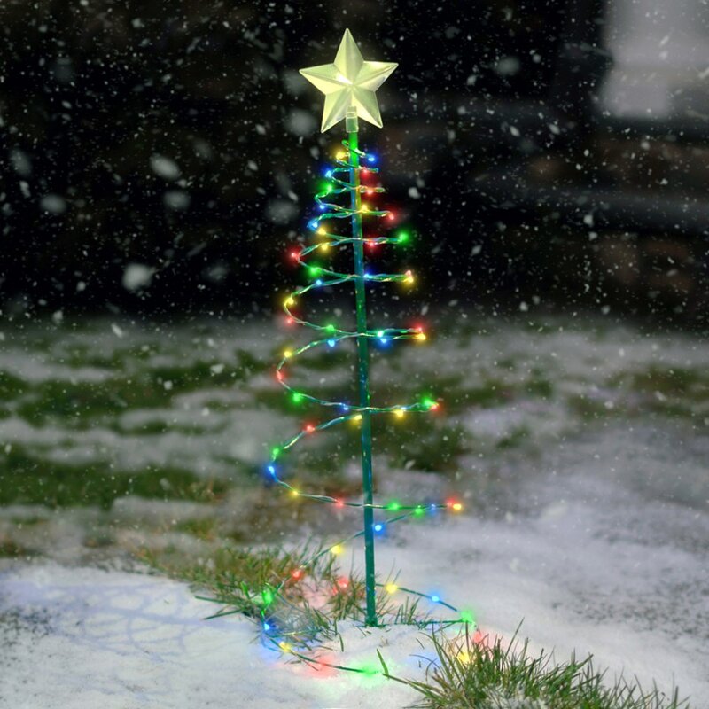 Image of Christmas Tree Star Solar LED Spiral Lamp Garden Decoration, Multicolor