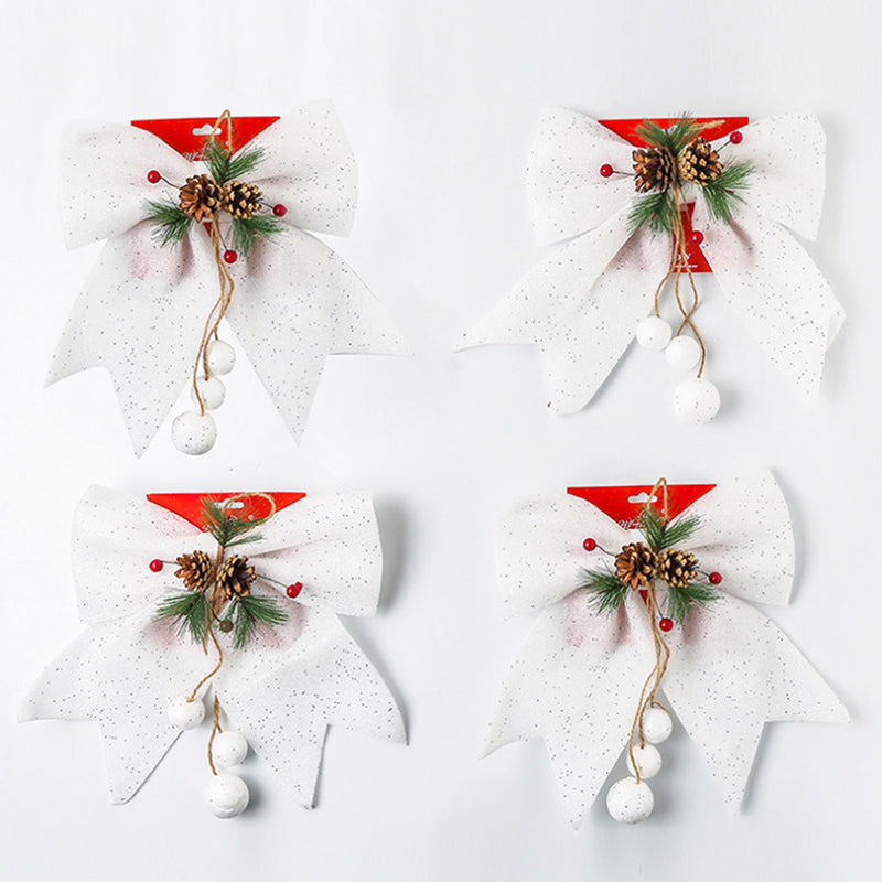 Image of 4Pcs/Set Bowknot Christmas Tree Decoration Gift Wrapping Accessories, White