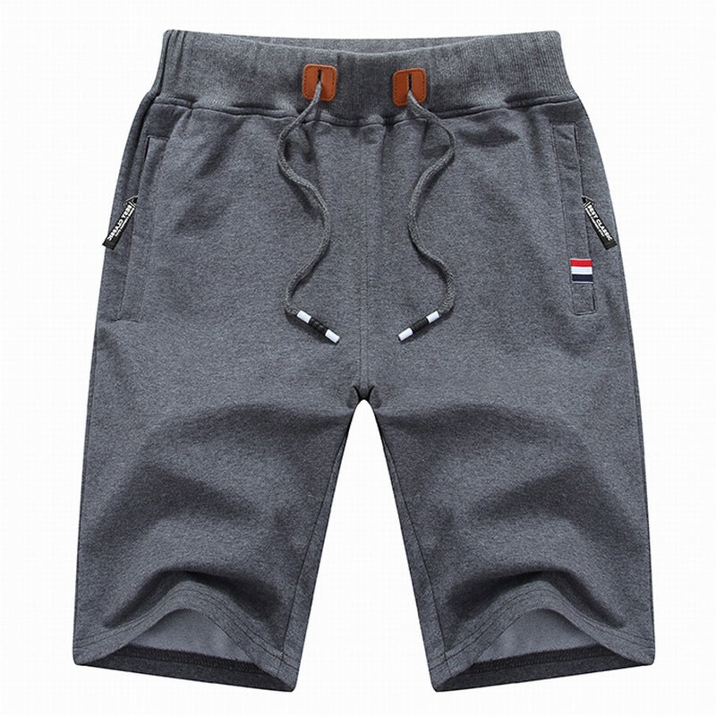 Image of Mens Casual Loose Elastic Waist Shorts with Zip Pockets, Dark Grey / XXXL