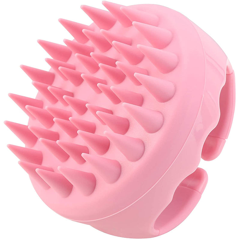 Image of Hand-Held Large Round Silicone Head Shampoo Brush Massager, Pink