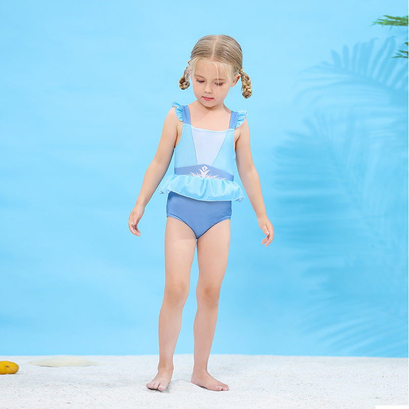 Image of Summer Girls Elsa Anna Snow White Princess Bikinis Set Swimwear, Elsa / 100cm