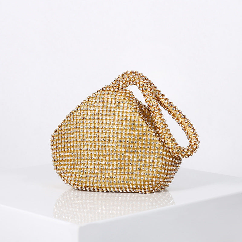 Image of Fashionable and Versatile Crystal Evening Clutch Bag Ladies Handbag, Gold