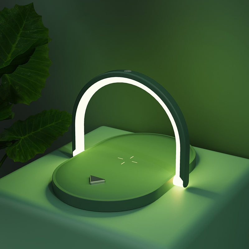 

15W Qi Wireless Charger LED Desk Lamp USB Rechargeable For Home Room LED Table Lamp Wireless Charger With Phone Holder - Green