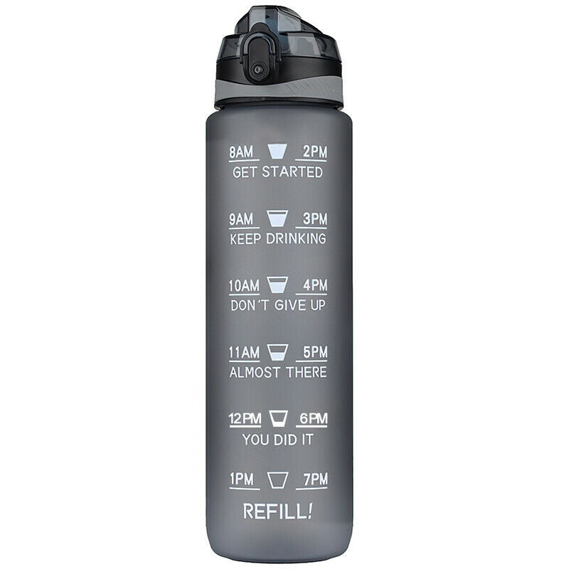 Image of 1000ml Gradient Color Water Bottles with Locking Cap Leak, Grey