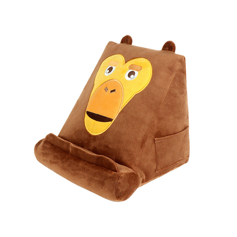 Image of Plush Play Pillow Cuddly Reader Children iPad Tablet Stand, Monkey