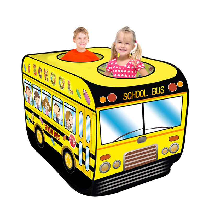 Image of Children DIY Toys Foldable Truck/Police Car/School Bus/Ice Cream Tents Outdoor Indoor Kids Gift, School Bus