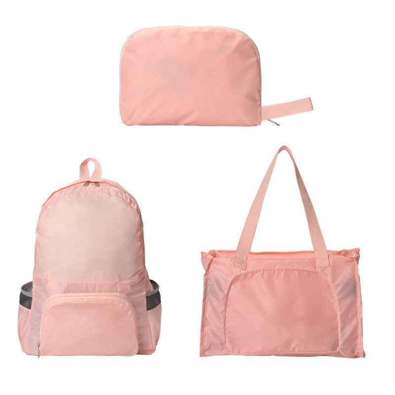 Image of 3-in-1 Waterproof Foldable Multifunctional Lightweight Sports Handbag Outdoor Daypack, Pink
