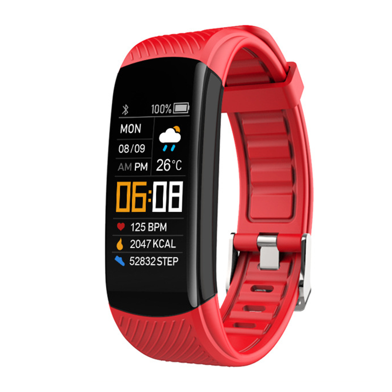 Armada Deals UK ArmadaDeals C5S Smart Bracelet Sports Pedometer Heart Rate Blood Pressure Smart Watch, Red