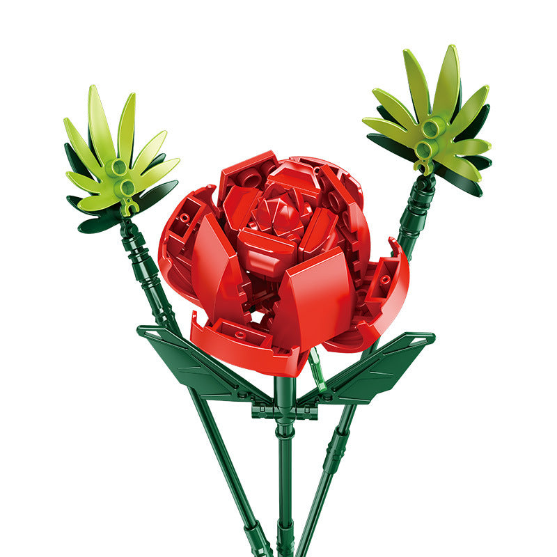 Image of 5pcs DIY 3D Flower Toy Puzzle Creative Flower Bouquet Blocks, Rose