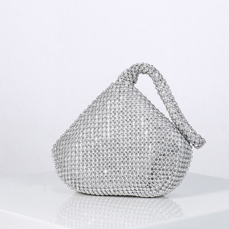 Image of Fashionable and Versatile Crystal Evening Clutch Bag Ladies Handbag, Silver