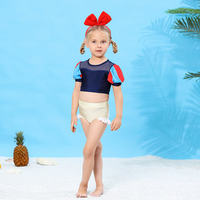 Image of Summer Girls Elsa Anna Snow White Princess Bikinis Set Swimwear, Snow White 1 / 130cm