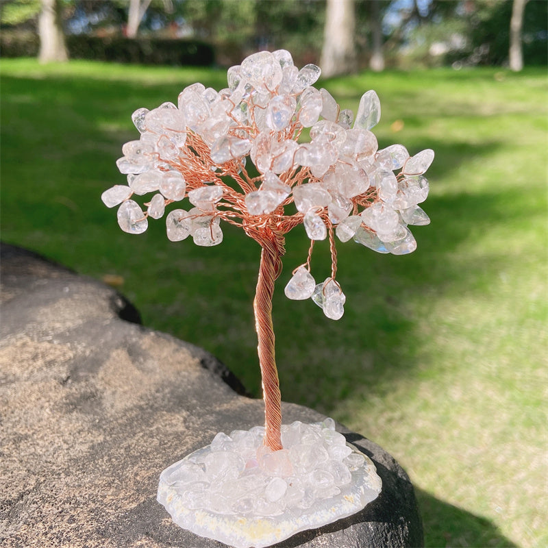 Image of Natural Crystal Lucky Tree with Cluster Base for Home Decoration, Transparent