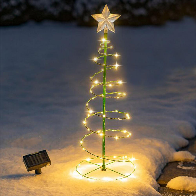 Image of Christmas Tree Star Solar LED Spiral Lamp Garden Decoration, Warm White