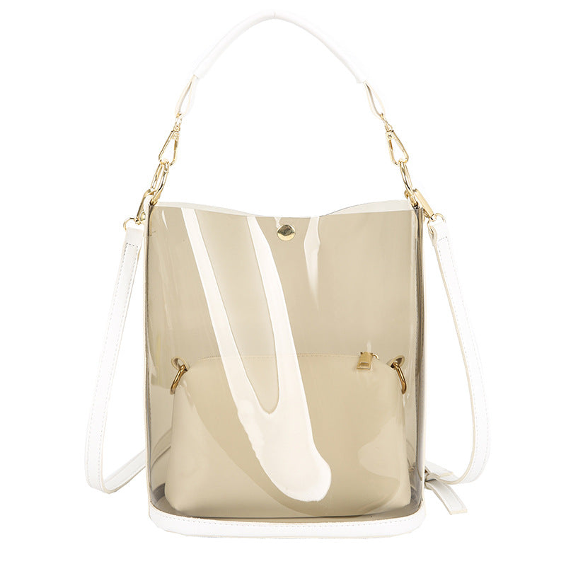Image of Women 2-in-1 Semi-Clear PU Jelly Handbags Shoulder Bag, White